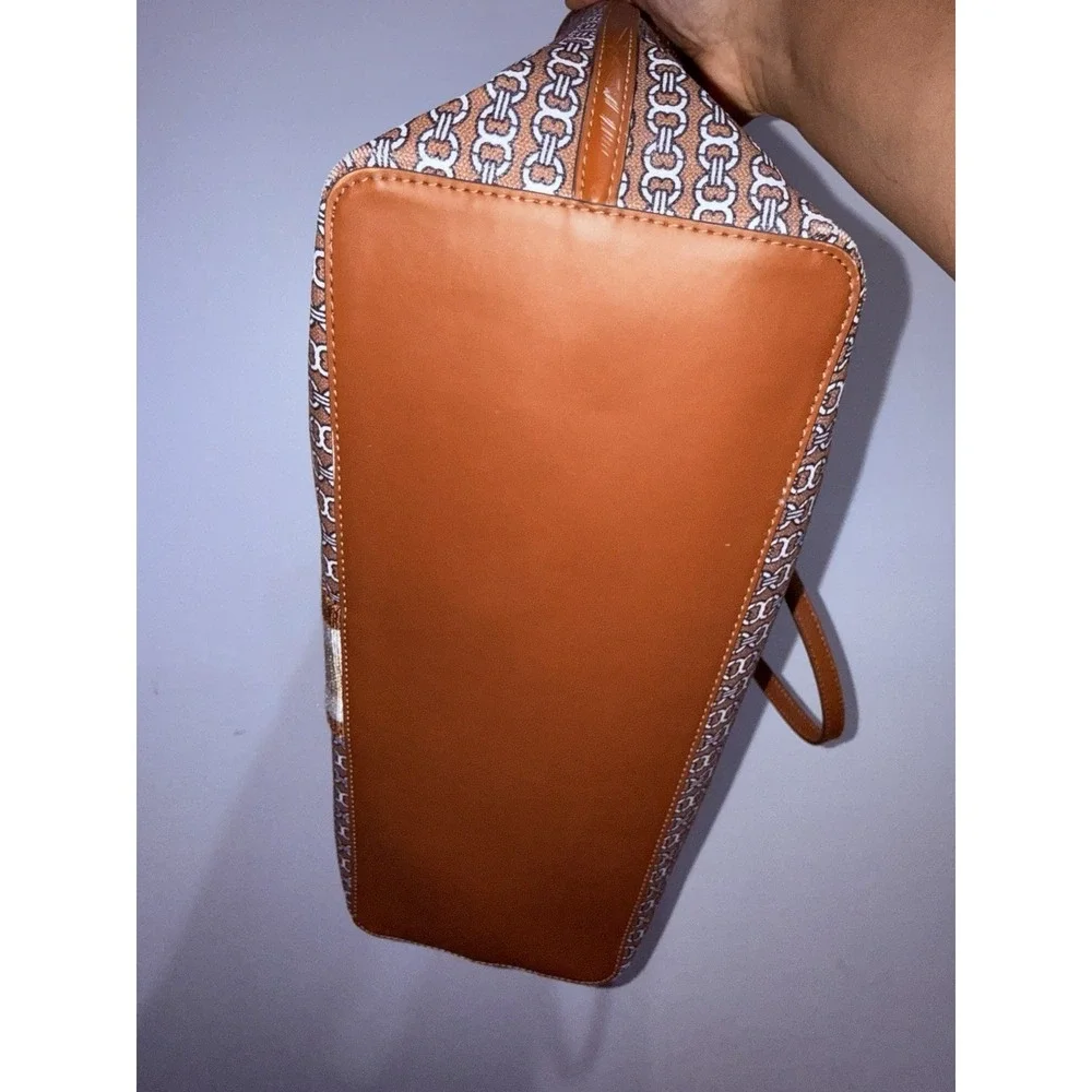 Tory Burch Brown Coated Canvas Gemini Link Tote Bag‎
